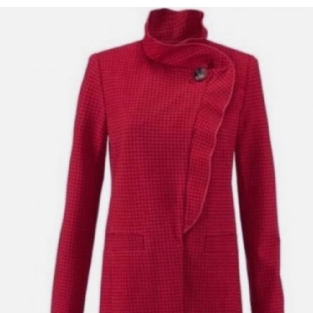 CAbi Celebration Jacket, Size Small, color is red square